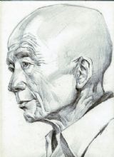 张洪彬素描作品《老人头像》